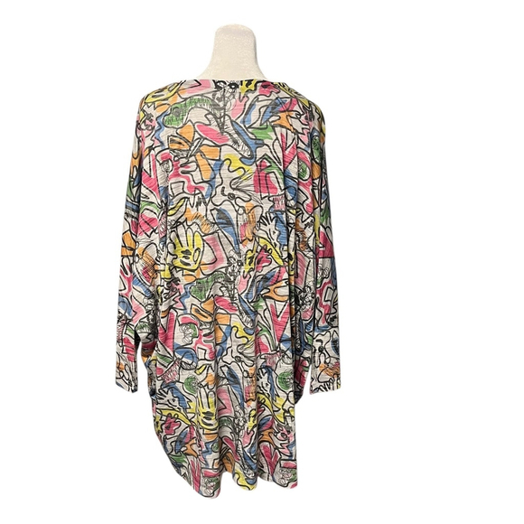 Inoah Art To Wear Graffiti Abstract Dolman Sleeve Top One Size - Picture 4 of 5